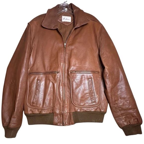 Adam Spencer Other - Adam Spencer Vtg Leather A2 Bomber Jacket Distressed Quilted Lining Men's Sz 42